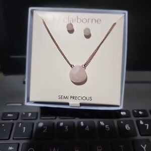 Liz Claiborne Rose Gold Necklace and Earring Set